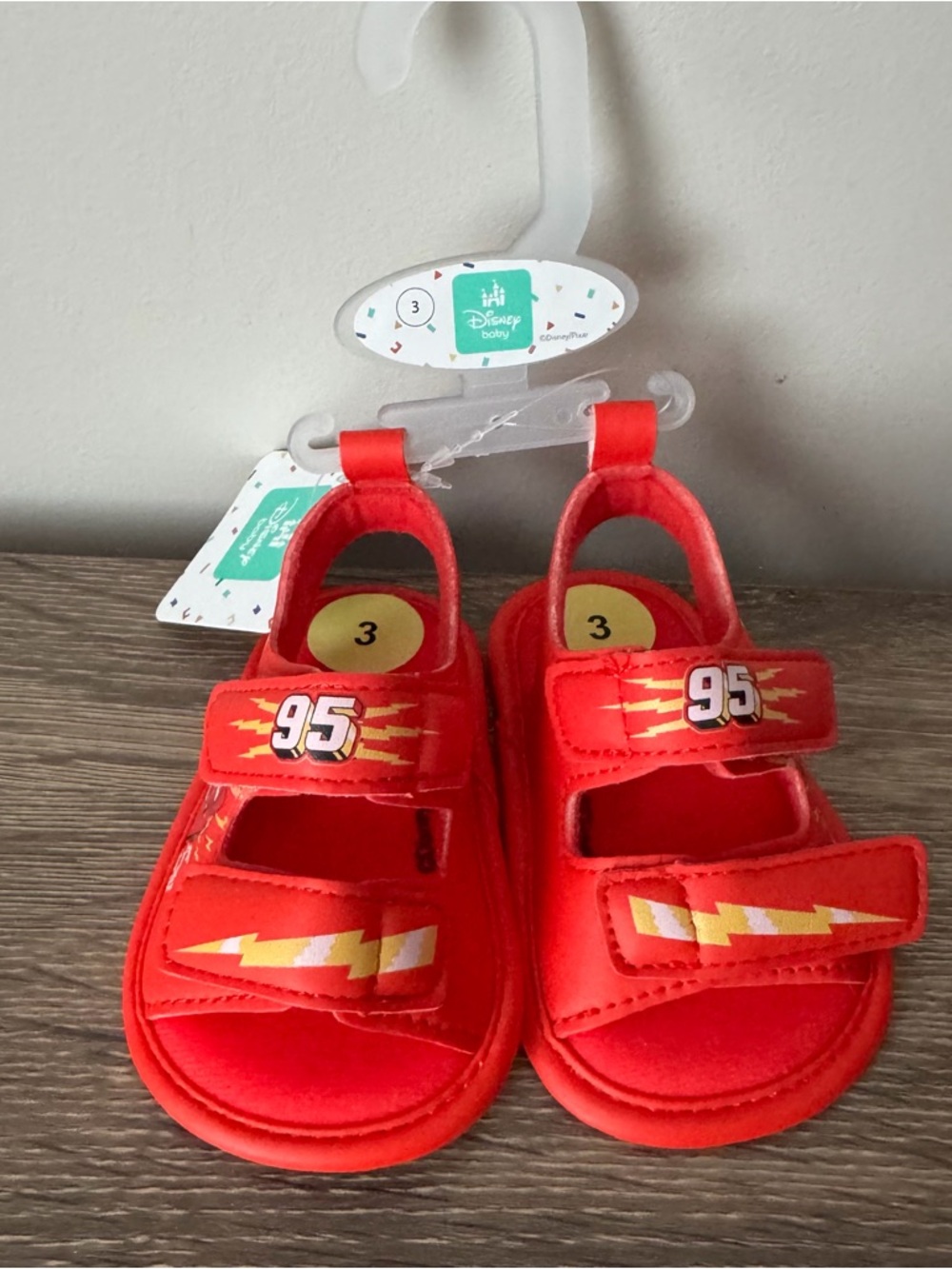 Disney Cars Lightning McQueen Baby Shoes Size 3 Boys Sandal NEW 95 Race Kachow - Picture 4 of 9